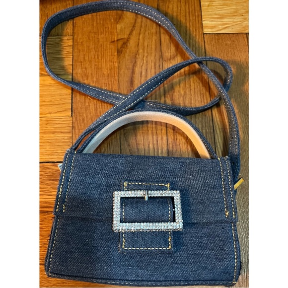 MANGO ~Denim Rhinestone Buckle Bag (NWT) - Picture 5 of 15